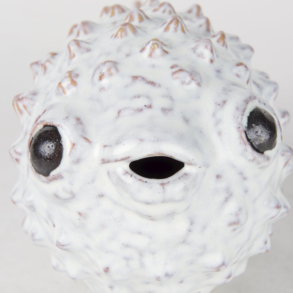 Spike (Large) 10L x 6W Off-White Ceramic Puffer Fish
