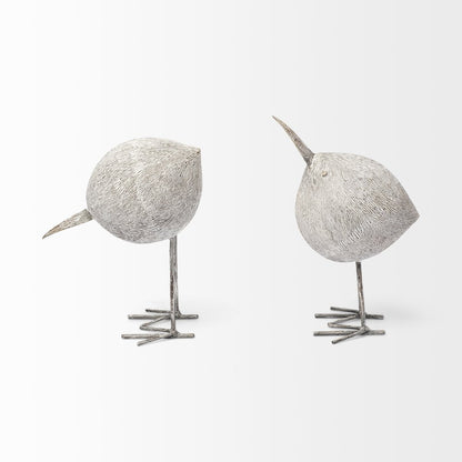 Snipe 6L x 6W Off-White Resin Bird Ornament Metal Feet