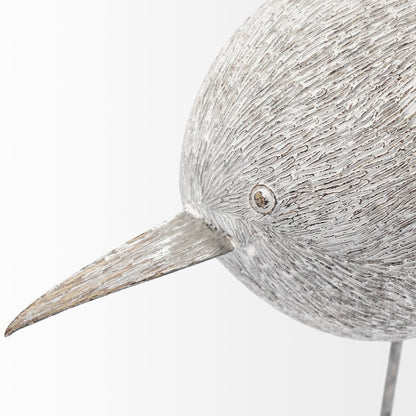 Snipe 6L x 6W Off-White Resin Bird Ornament Metal Feet