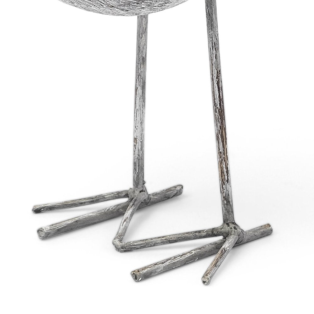Snipe 6L x 6W Off-White Resin Bird Ornament Metal Feet