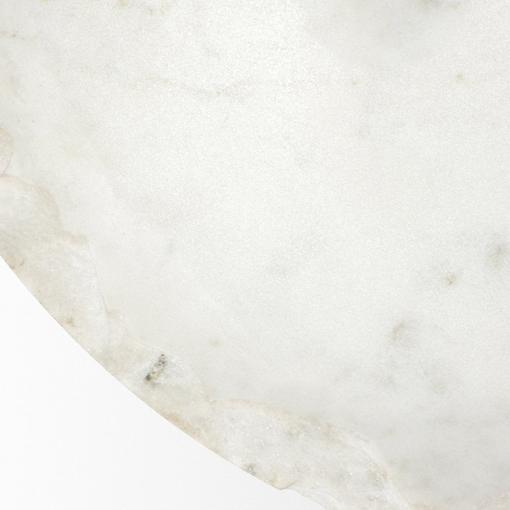 21L X 21W X 21H Round Live-Edge Marble Top And Gold Metal Base Side/End Table