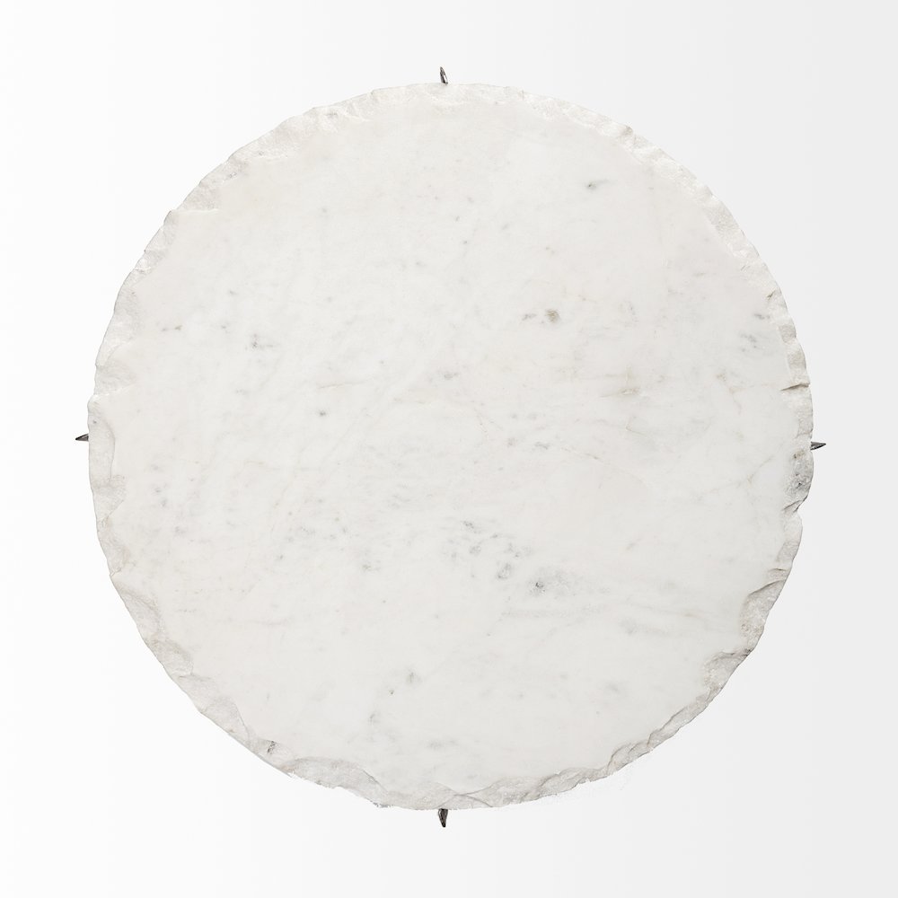 21L X 21W X 21H Round Live-Edge Marble Top And Gold Metal Base Side/End Table