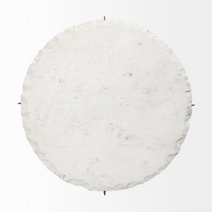 21L X 21W X 21H Round Live-Edge Marble Top And Gold Metal Base Side/End Table