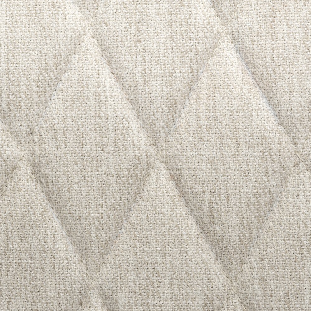 Diamond Tuffed Cream Fabric Wrap Brown Wood Base Dining Chair
