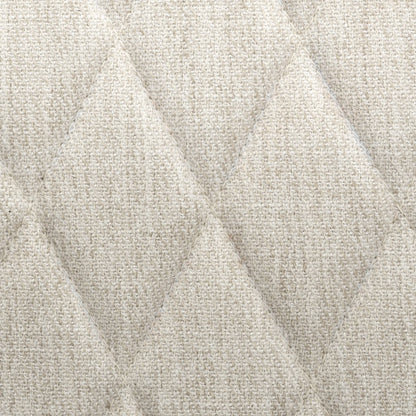 Diamond Tuffed Cream Fabric Wrap Brown Wood Base Dining Chair