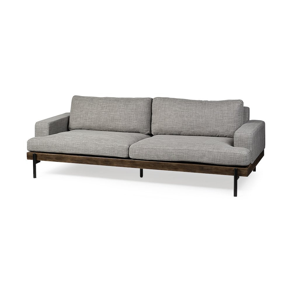 Colburne 95" Gray Upholstered Three Seater Sofa
