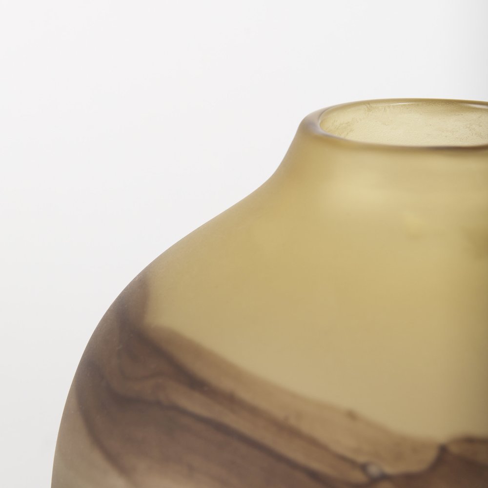 Pyla Short Yellow/Brown Glass Sand Dune Inspired Vase