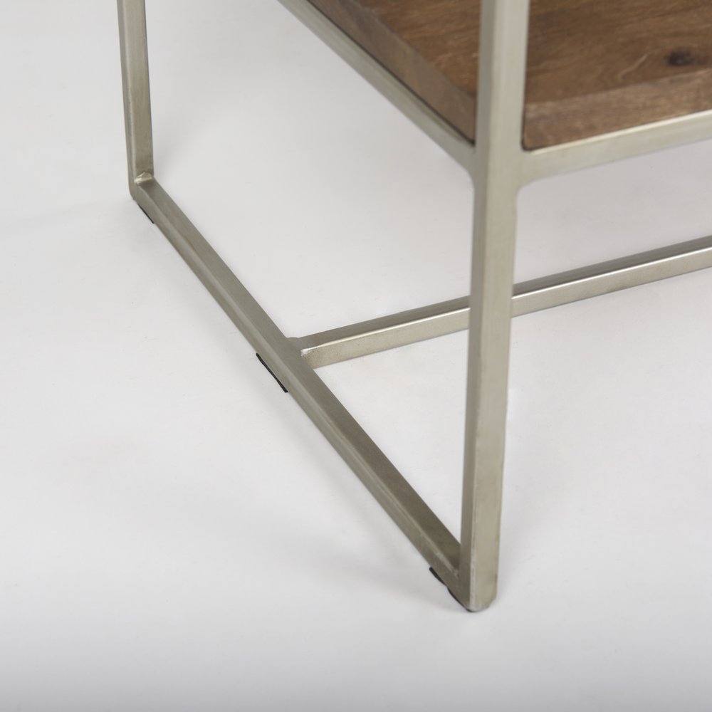 19.75 X 15 X 72.5 Brown Wood And Silver Metal Frame 4 Shelf Shelving Unit