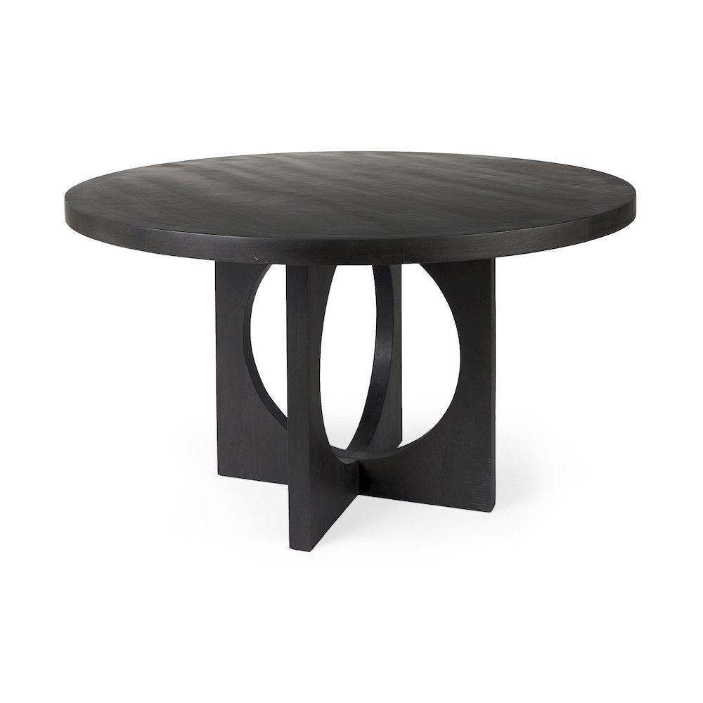 Liesl 54.L x 54.0W x 30.0H Black Wood Circular Top Dining Table