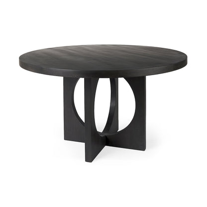 Liesl 54.L x 54.0W x 30.0H Black Wood Circular Top Dining Table
