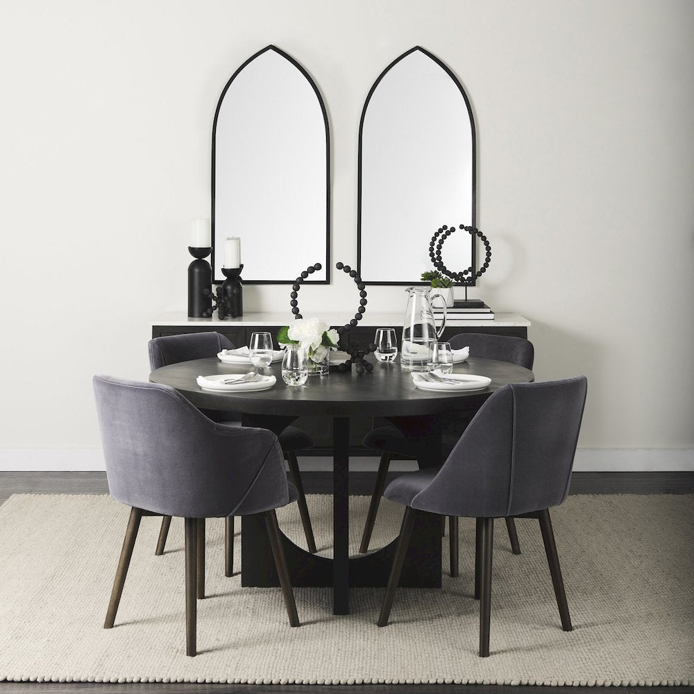 Liesl 54.L x 54.0W x 30.0H Black Wood Circular Top Dining Table