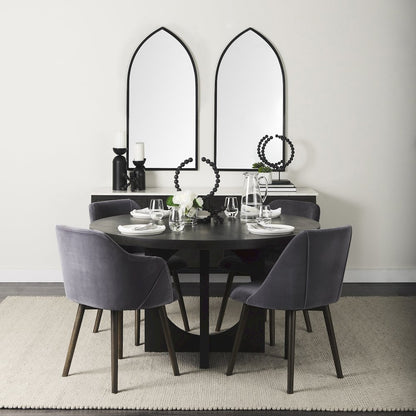 Liesl 54.L x 54.0W x 30.0H Black Wood Circular Top Dining Table