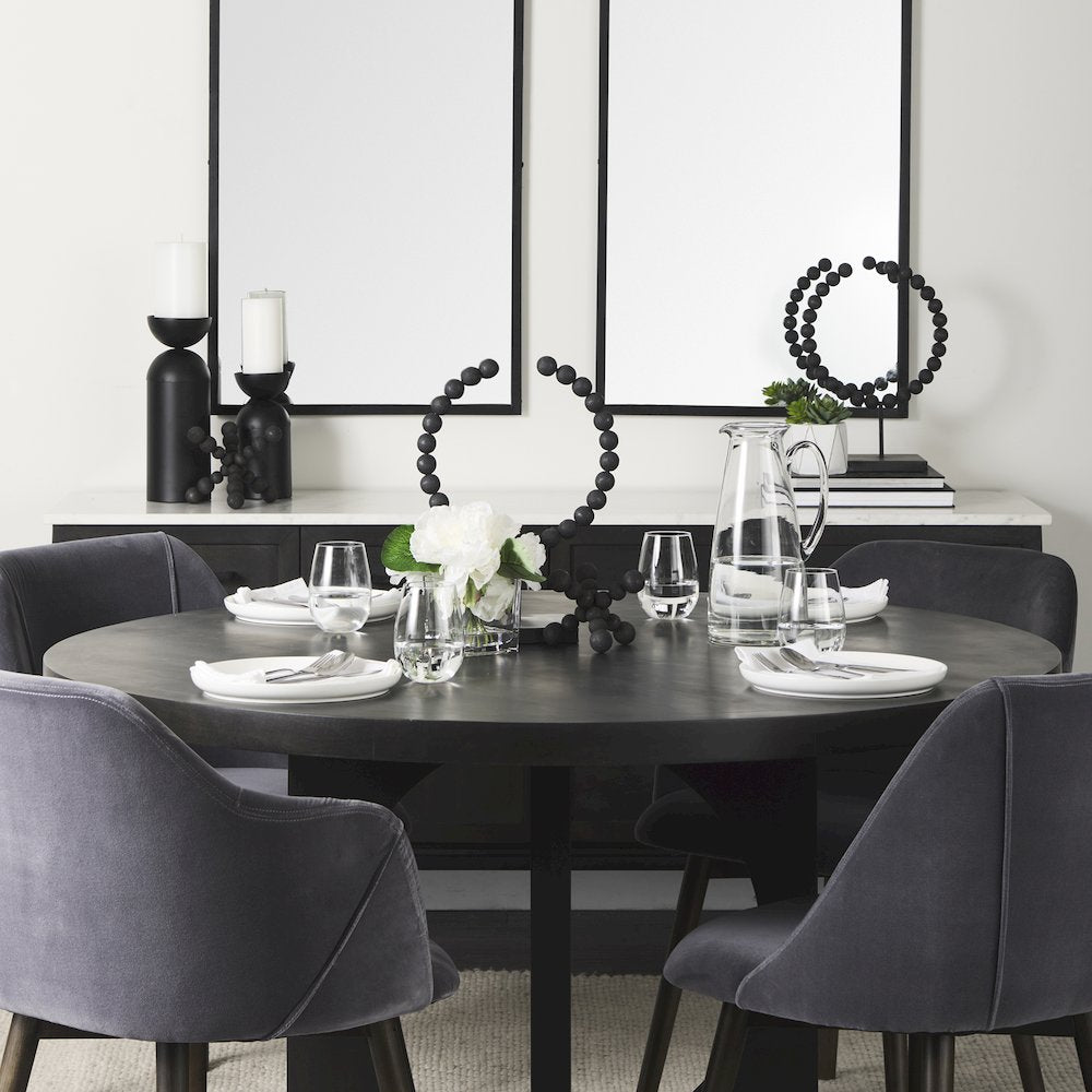 Liesl 54.L x 54.0W x 30.0H Black Wood Circular Top Dining Table