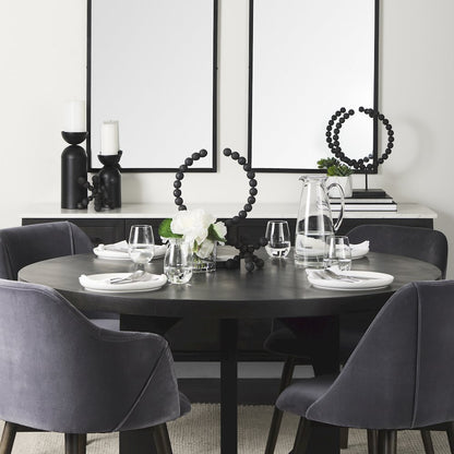 Liesl 54.L x 54.0W x 30.0H Black Wood Circular Top Dining Table
