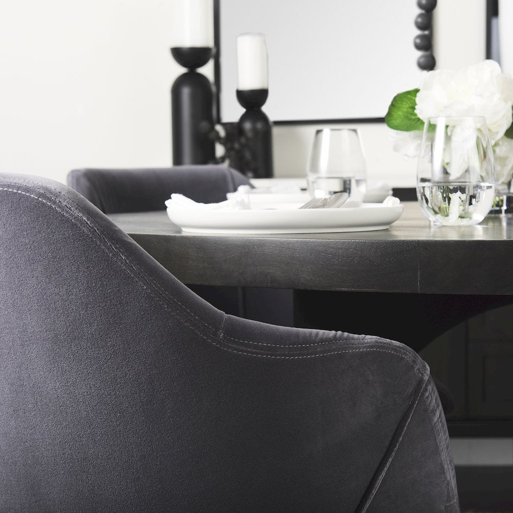 Liesl 54.L x 54.0W x 30.0H Black Wood Circular Top Dining Table
