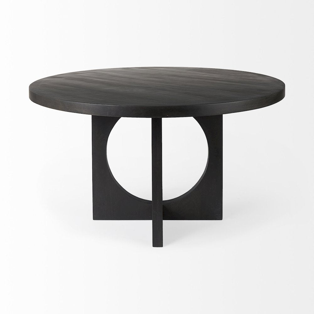 Liesl 54.L x 54.0W x 30.0H Black Wood Circular Top Dining Table