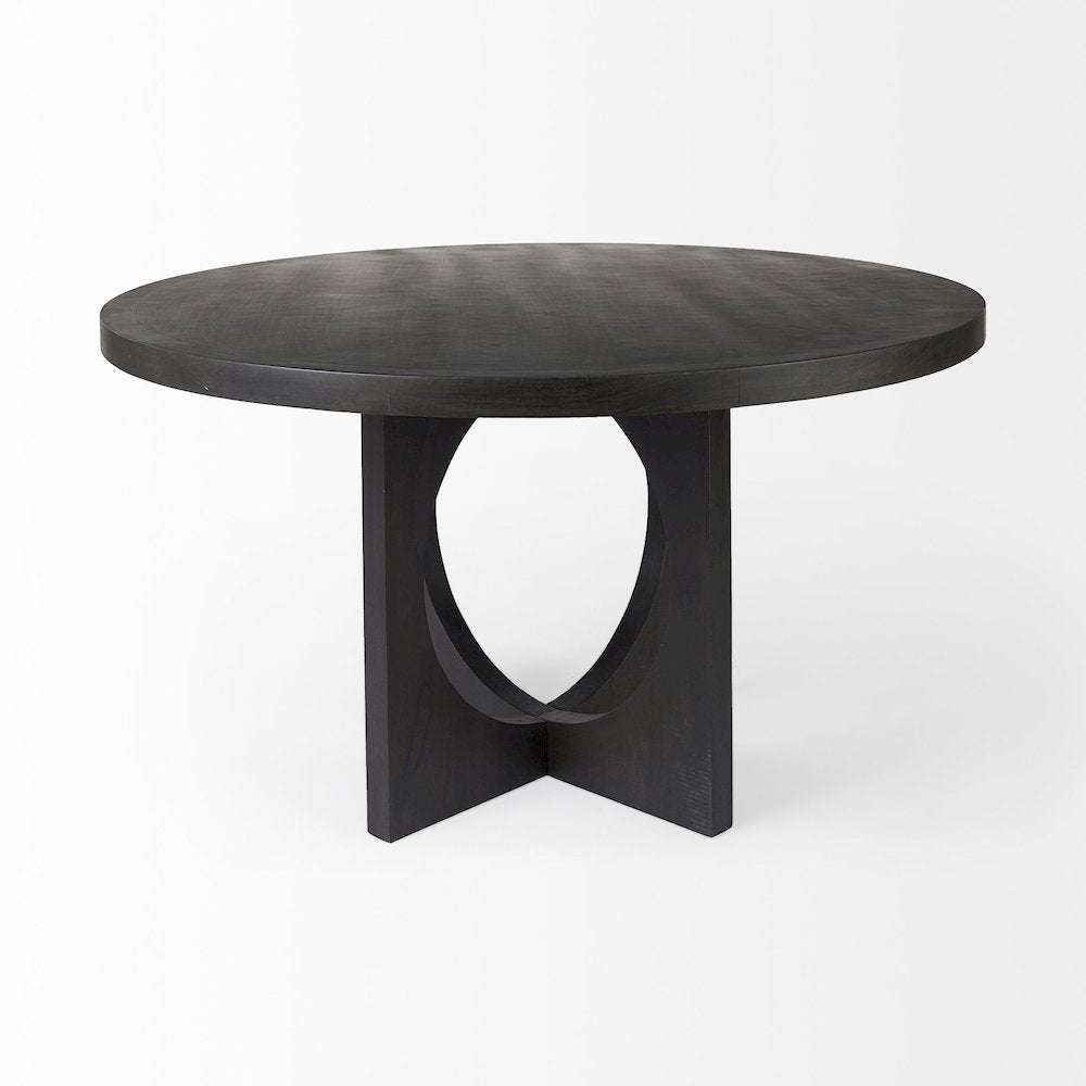 Liesl 54.L x 54.0W x 30.0H Black Wood Circular Top Dining Table