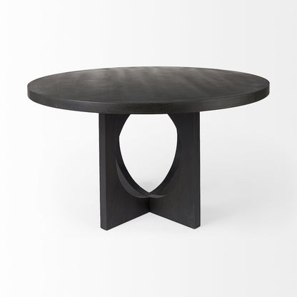 Liesl 54.L x 54.0W x 30.0H Black Wood Circular Top Dining Table