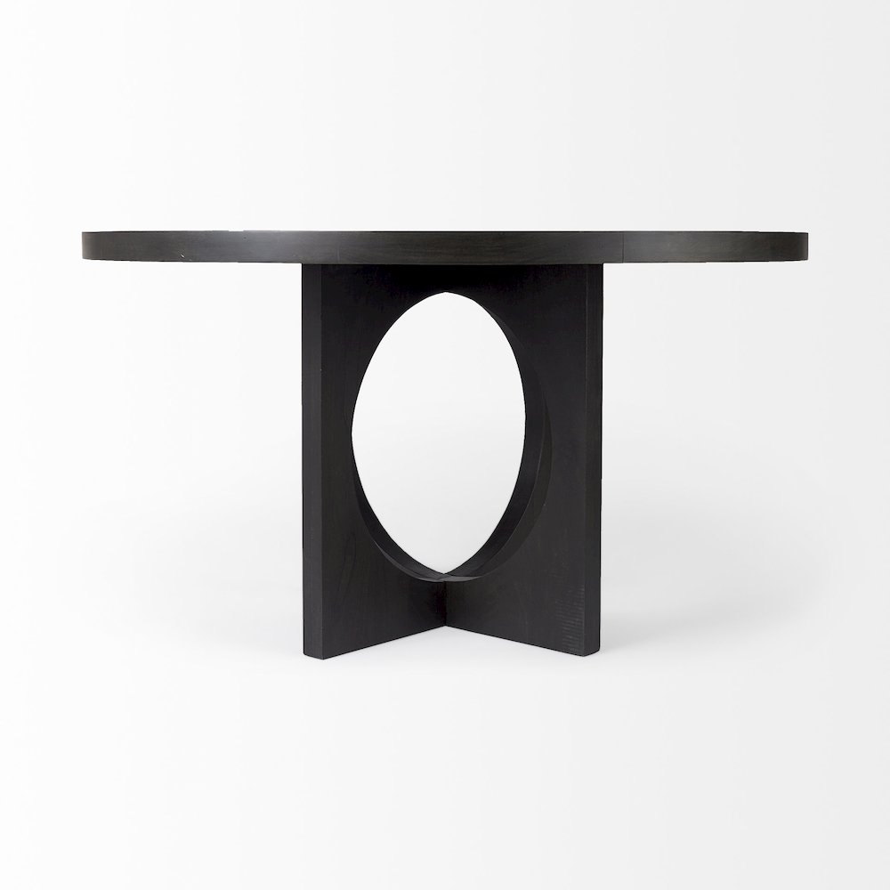 Liesl 54.L x 54.0W x 30.0H Black Wood Circular Top Dining Table