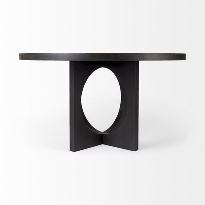 Liesl 54.L x 54.0W x 30.0H Black Wood Circular Top Dining Table