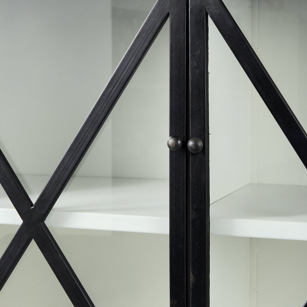 Dimitra 62.0L x 32.0W x 36.0H Dark IronGlass Doors Kitchen Island