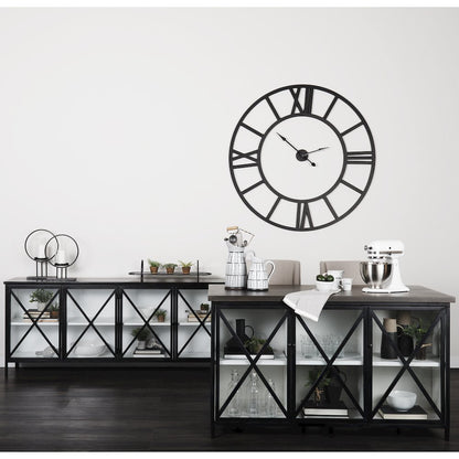 Dimitra 62.0L x 32.0W x 36.0H Dark IronGlass Doors Kitchen Island