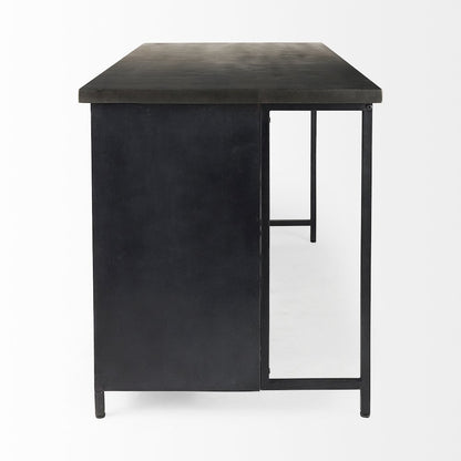 Dimitra 62.0L x 32.0W x 36.0H Dark IronGlass Doors Kitchen Island