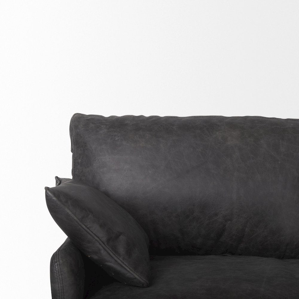 Cochrane 82L x 33W x 32.3 Black Leather Three Seater Sofa