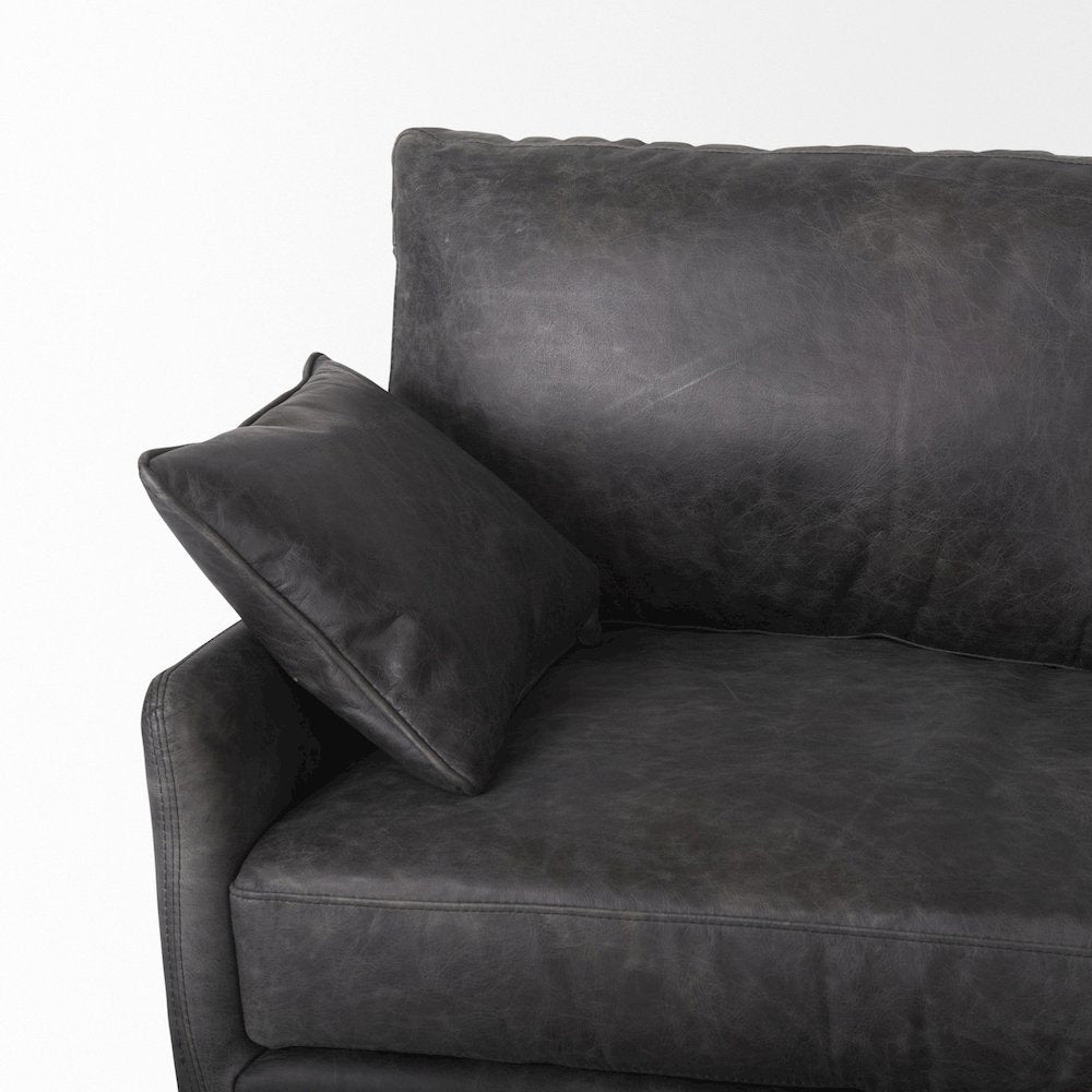 Cochrane 82L x 33W x 32.3 Black Leather Three Seater Sofa