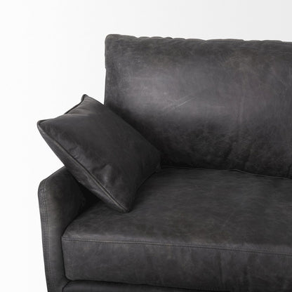 Cochrane 82L x 33W x 32.3 Black Leather Three Seater Sofa