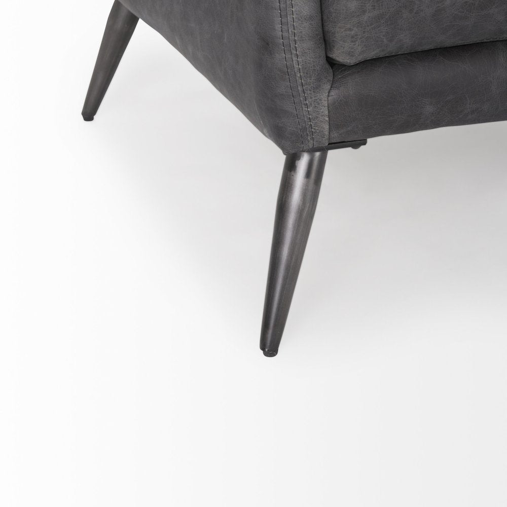 Cochrane 82L x 33W x 32.3 Black Leather Three Seater Sofa