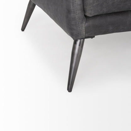 Cochrane 82L x 33W x 32.3 Black Leather Three Seater Sofa