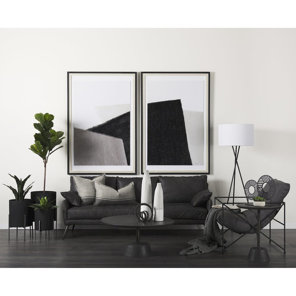 Cochrane 82L x 33W x 32.3 Black Leather Three Seater Sofa