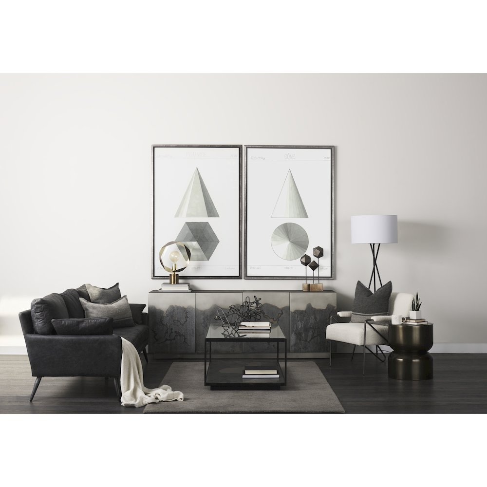 Cochrane 82L x 33W x 32.3 Black Leather Three Seater Sofa