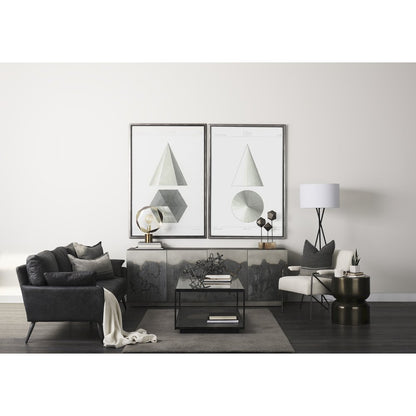 Cochrane 82L x 33W x 32.3 Black Leather Three Seater Sofa