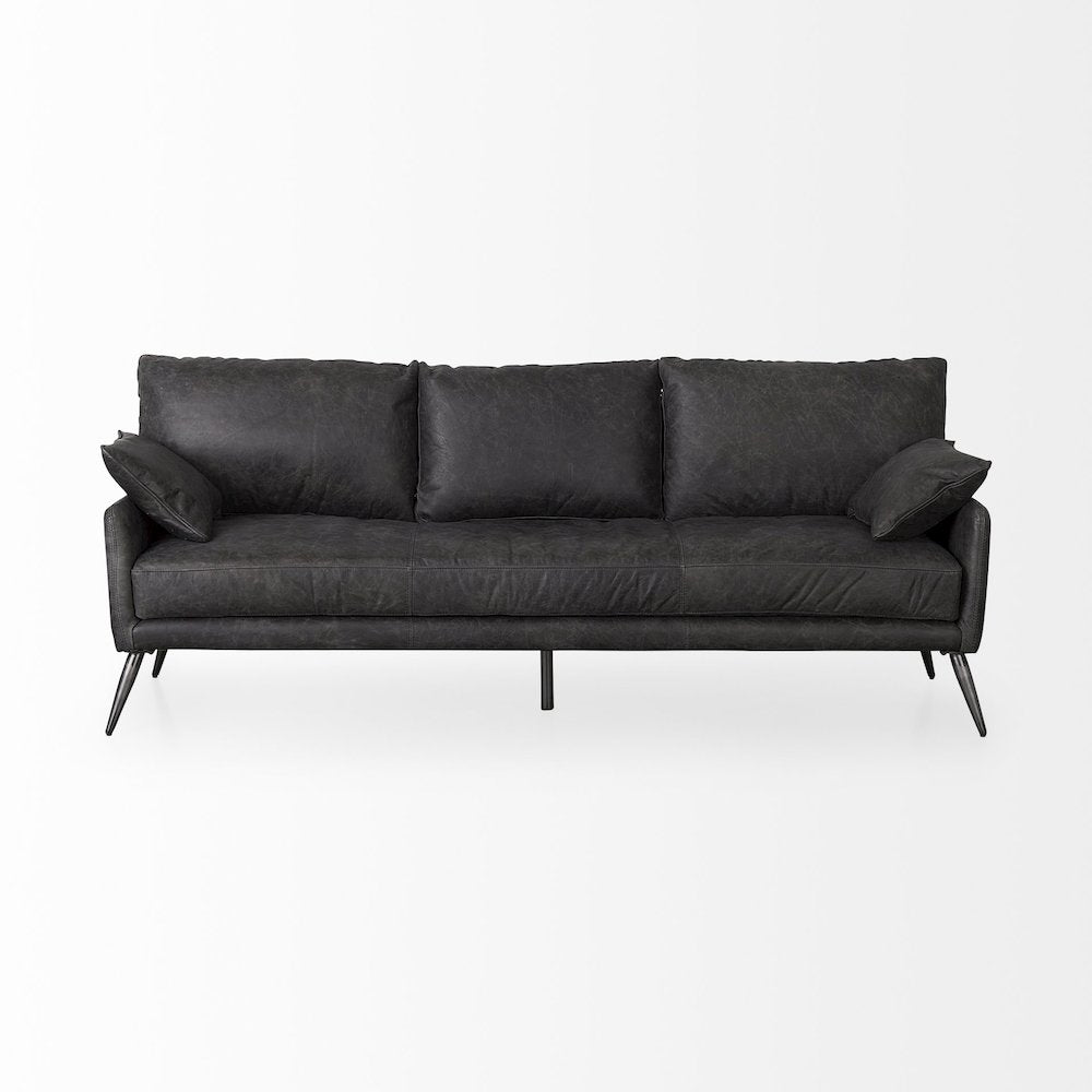 Cochrane 82L x 33W x 32.3 Black Leather Three Seater Sofa