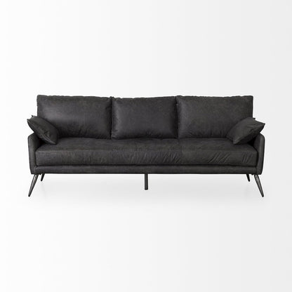 Cochrane 82L x 33W x 32.3 Black Leather Three Seater Sofa