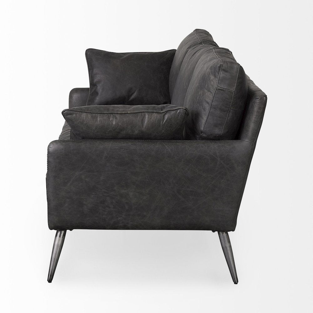 Cochrane 82L x 33W x 32.3 Black Leather Three Seater Sofa