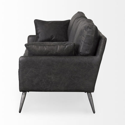 Cochrane 82L x 33W x 32.3 Black Leather Three Seater Sofa