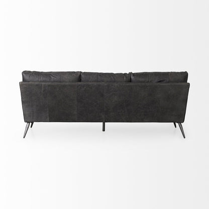 Cochrane 82L x 33W x 32.3 Black Leather Three Seater Sofa