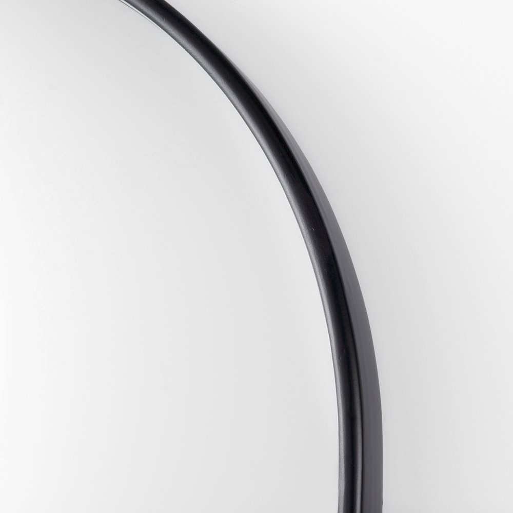 Sadie 28.0L x 2.0W x 78.0H Black Metal Rounded Arch Floor Mirror
