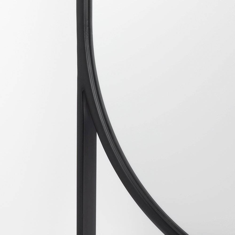 Sadie 28.0L x 2.0W x 78.0H Black Metal Rounded Arch Floor Mirror