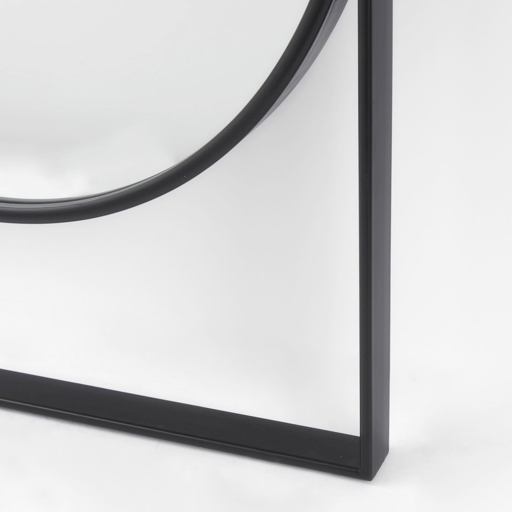 Sadie 28.0L x 2.0W x 78.0H Black Metal Rounded Arch Floor Mirror