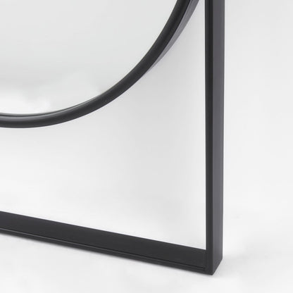 Sadie 28.0L x 2.0W x 78.0H Black Metal Rounded Arch Floor Mirror