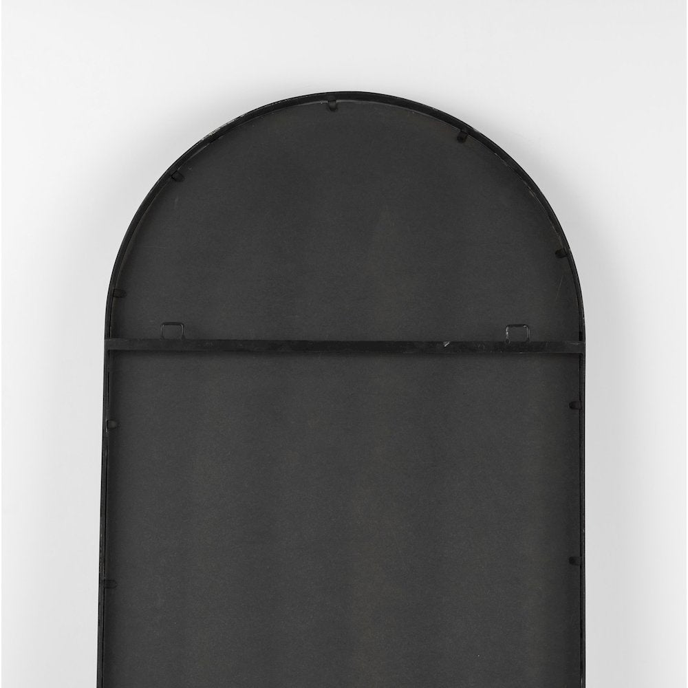 Sadie 28.0L x 2.0W x 78.0H Black Metal Rounded Arch Floor Mirror