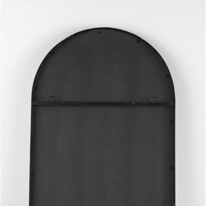 Sadie 28.0L x 2.0W x 78.0H Black Metal Rounded Arch Floor Mirror