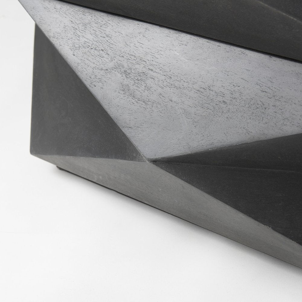 Black Solid Wood Hexagonal Storage Coffee Table