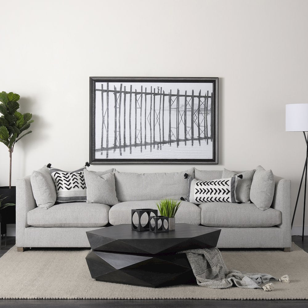 Black Solid Wood Hexagonal Storage Coffee Table