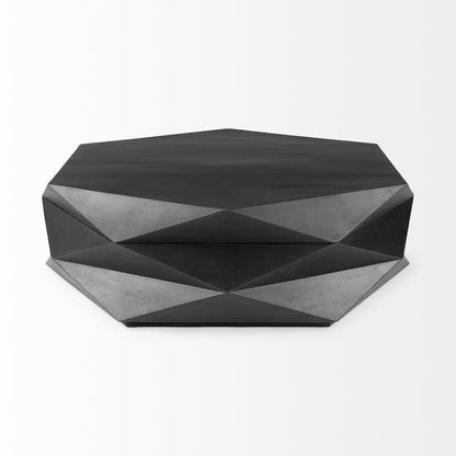 Black Solid Wood Hexagonal Storage Coffee Table