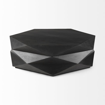 Black Solid Wood Hexagonal Storage Coffee Table